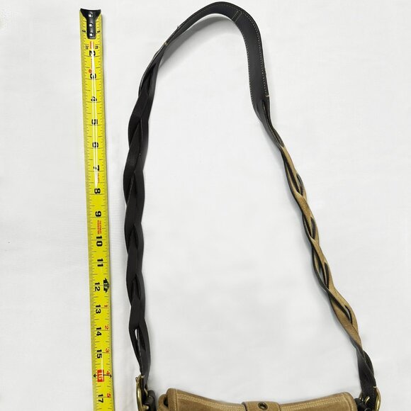 Coach Soho Suede Fringe Hobo Bag 9184 Braided Strap Grommet Tassel Boho Crossbod - Picture 7 of 11